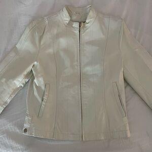 Women's White biker jacket leather